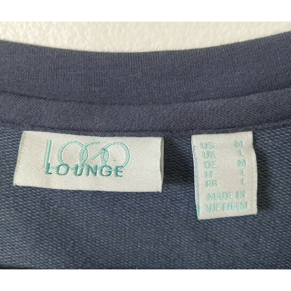 Loco Lounge Gray S/S Top Gray Lace Size Medium Women’s Smock Lounge - Picture 3 of 3